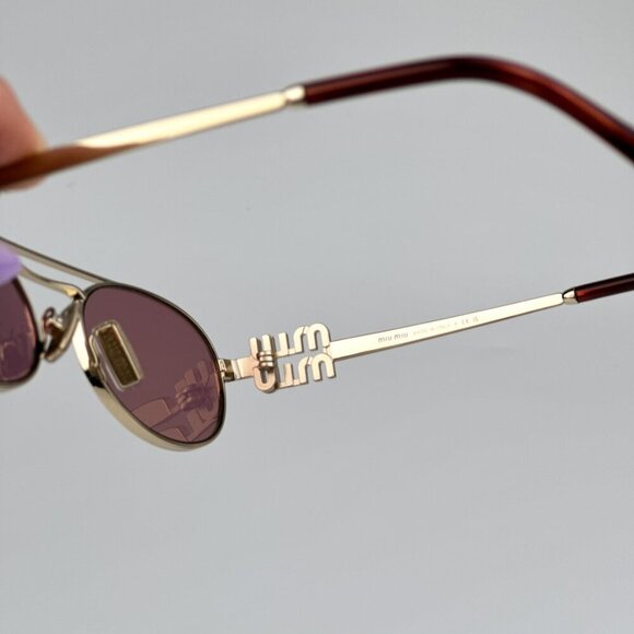 Miu Miu MU54ZS ZVN50D BRAND NEW Sunglasses Gold Pink Mirror Silver Pilot Unisex - Picture 9 of 14